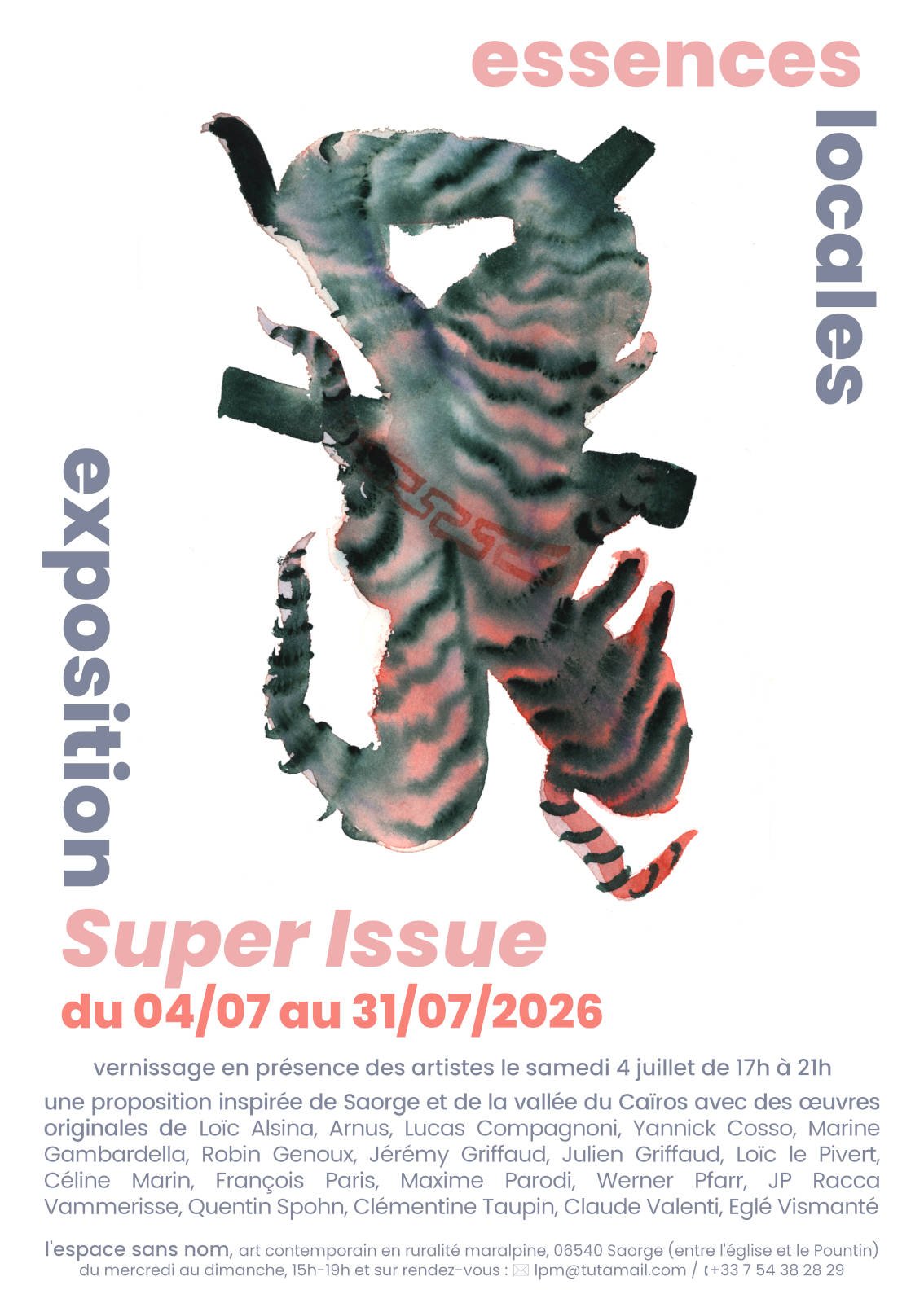 affiche de l'exposition « Essences locales » du collectif Super Issue à l'espace sans nom